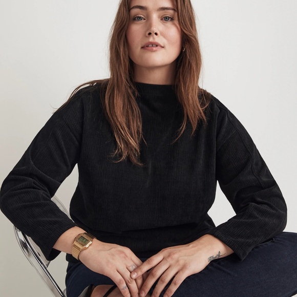 Madewell Tops - MADEWELL Striped Jacquard Funnelneck Top. BLACK size S